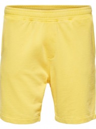 ανδρικό κίτρινο sweat shorts with garment overdye selected homme