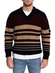 ανδρικό πολύχρωμο v-neck knitted stripe jumper tailor made