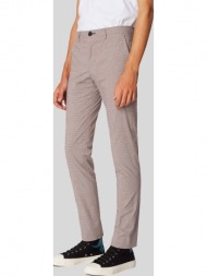 ανδρικό μπεζ slim-fit taupe and navy check stretch-cotton trousers paul smith