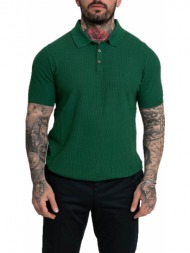 ανδρικό πράσινο buttoned neck relaxed fit t-shirt-green 39masq
