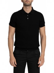 ανδρικό μαύρο buttoned neck relaxed fit t-shirt-black 39masq