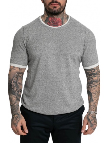 ανδρικό γκρι two tone linen t-shirt/grey 39masq σε προσφορά