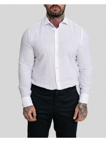 ανδρικό λευκό white lino shirt / mircam mircam σε προσφορά