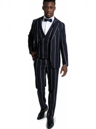 ανδρικό μπλε three-piece striped suit/navy blue pasini