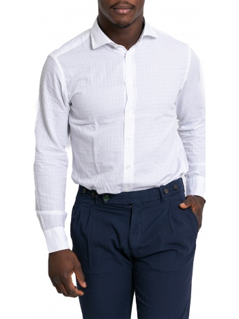 ανδρικό λευκό white micro squares shirt bastoncino σε προσφορά