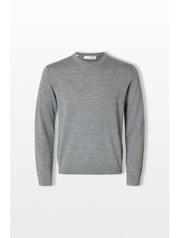 selected homme ανδρικό γκρι 100% merino wool pullover