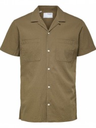 ανδρικό χακί resort seersucker shirt/olive selected homme