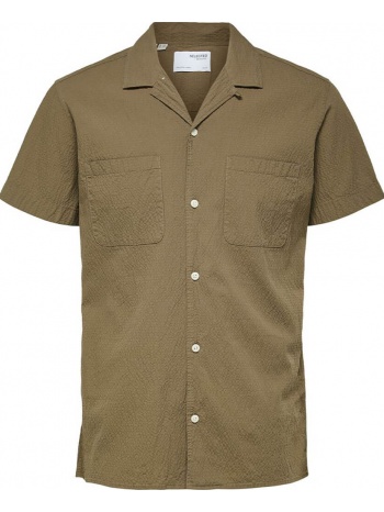 ανδρικό χακί resort seersucker shirt/olive selected homme σε προσφορά