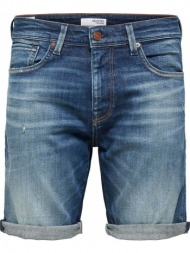 ανδρικό μπλε knee-length denim shorts selected homme