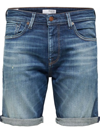 ανδρικό μπλε knee-length denim shorts selected homme σε προσφορά