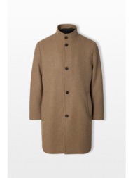 selected homme ανδρικό μπεζ long wool-blend coat