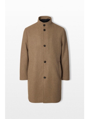 selected homme ανδρικό μπεζ long wool-blend coat