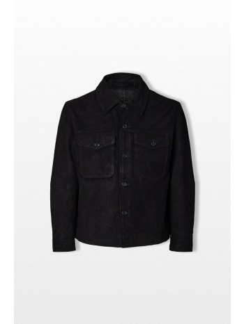 selected homme ανδρικό μαύρο suede shirt