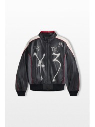 y-3 ανδρικό μαύρο chito graphic leather biker jacket