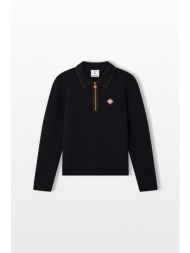 casablanca ανδρικό μπλε stitch long sleeve polo τ-shirt