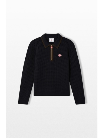 casablanca ανδρικό μπλε stitch long sleeve polo τ-shirt