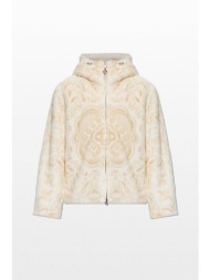 casablanca ανδρικό μπεζ carpet print faux fur hooded jacket