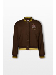 casablanca ανδρικό καφέ celestial pyramid wool & leather varsity jacket