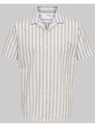 ανδρικό μπεζ linen cuban shirt selected homme