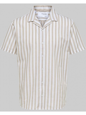 ανδρικό μπεζ linen cuban shirt selected homme σε προσφορά