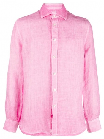 ανδρικό ροζ plain linen shirt 120% lino σε προσφορά