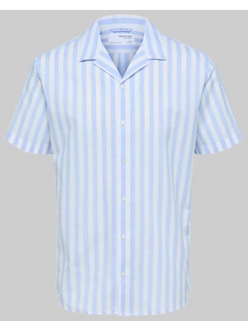 ανδρικό μπλε linen cuban shirt light blue selected homme σε προσφορά