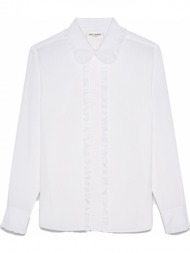 ανδρικό λευκό frilly fitted shirt saint laurent