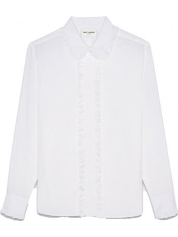 ανδρικό λευκό frilly fitted shirt saint laurent