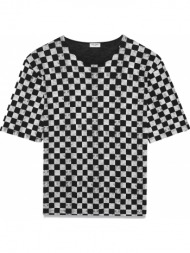 ανδρικό μαύρο checkerboard print t-shirt saint laurent