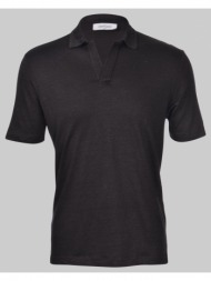 ανδρικό μαύρο linen polo t-shirt gran sasso