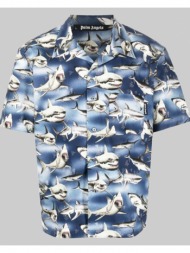 ανδρικό μπλε bowling shirt blue black palm angels