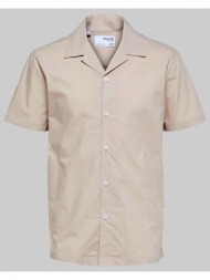 ανδρικό μπεζ cuban collar beige shirt selected homme