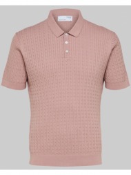 ανδρικό ροζ knitted polo shirt selected homme