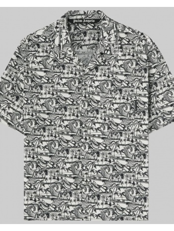 ανδρικό μαύρο waves bowling shirt white/black palm angels σε προσφορά