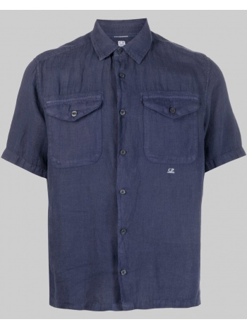 ανδρικό μπλε short-sleeve buttoned shirt c. p. company