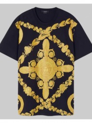 ανδρικό μαύρο greca-print t-shirt versace