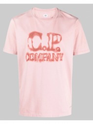 ανδρικό ροζ faded logo-print t-shirt c. p. company