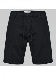 ανδρικό μαύρο regular brody linen shorts selected homme