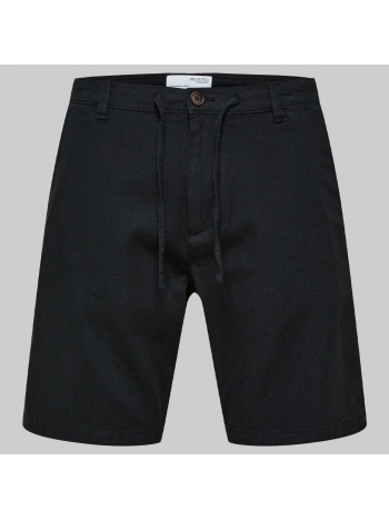 ανδρικό μαύρο regular brody linen shorts selected homme σε προσφορά