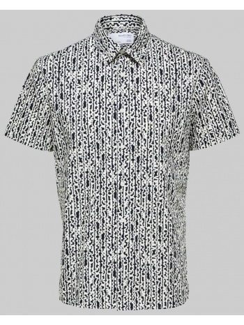 ανδρικό μπλε printed short sleeved shirt selected homme σε προσφορά