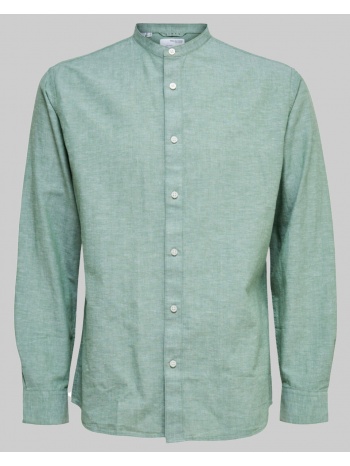 ανδρικό πράσινο linen-blend slim fit shirt selected homme σε προσφορά