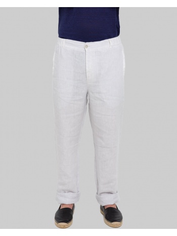 ανδρικό λευκό linen trousers ιn white 120% lino σε προσφορά