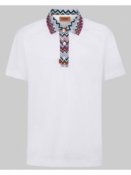 ανδρικό λευκό polo t-shirt with dégradé chevron pattern missoni