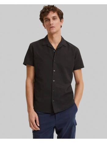ανδρικό μαύρο linen cuban shirt selected homme σε προσφορά
