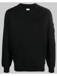 ανδρικό μαύρο sleeve-pocket crew-neck sweatshirt c. p. company
