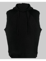 ανδρικό μαύρο raw-cut ribbed-knit sleeveless hoodie thom krom