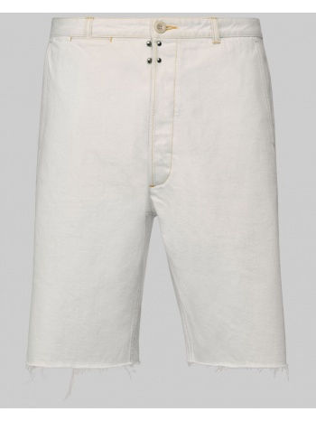 ανδρικό λευκό chalk selvedge denim shorts maison margiela σε προσφορά