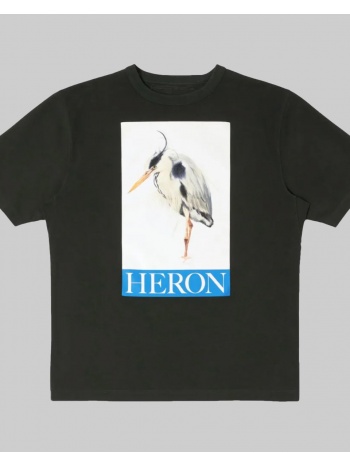 ανδρικό μαύρο bird painted t-shirt in black heron preston