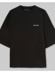 ανδρικό μαύρο logo embroidered cotton t-shirt palm angels