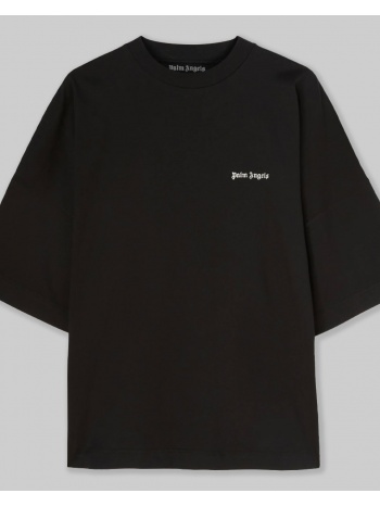 ανδρικό μαύρο logo embroidered cotton t-shirt palm angels σε προσφορά
